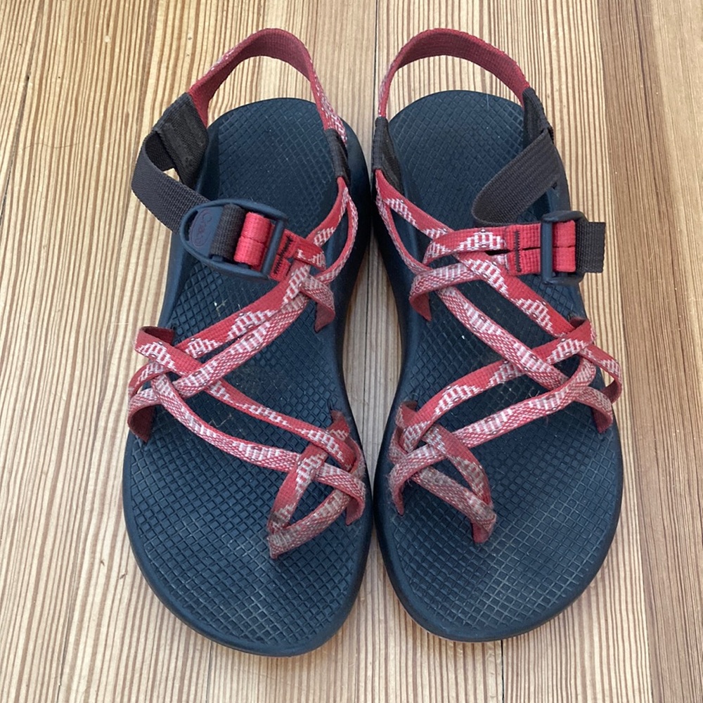 Red Chacos with brown accents. Size 9.5 Women’s